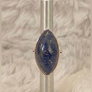 Marquise Boho Sodalite Statement Ring Silver Plated Size 8